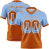 Custom Light Blue Texas Orange-White Authentic Gradient Square Shape Flag Football Jersey