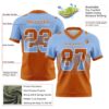 Custom Light Blue Texas Orange-White Authentic Gradient Square Shape Flag Football Jersey