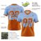 Gradient0801-2 Custom Light Blue Texas Orange-White Authentic Gradient Square Shape Flag Football Jersey