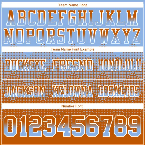 Custom Light Blue Texas Orange-White Authentic Gradient Square Shape Flag Football Jersey