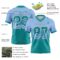 Custom Light Blue Teal-White Authentic Gradient Square Shape Flag Football Jersey