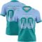 Custom Light Blue Teal-White Authentic Gradient Square Shape Flag Football Jersey