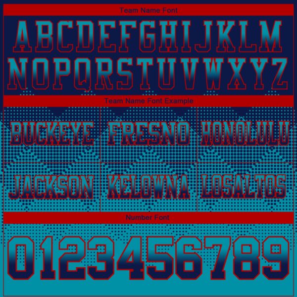 Custom Navy Teal-Red Authentic Gradient Square Shape Flag Football Jersey