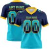Custom Navy Lakes Blue-Yellow Authentic Gradient Square Shape Flag Football Jersey