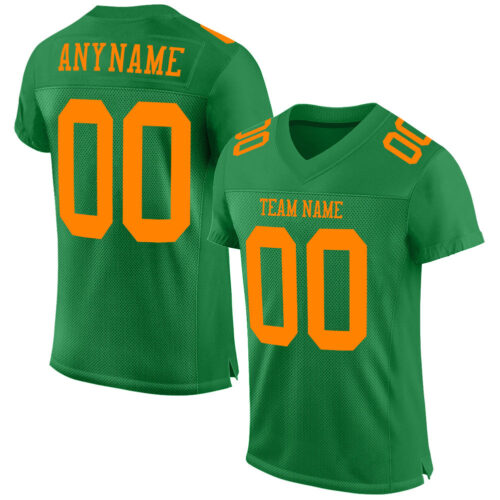 GrassGreen0001 Custom Grass Green Bay Orange Mesh Authentic Football Jersey