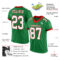 GrassGreen0006-1 Custom Grass Green White-Red Mesh Authentic Football Jersey