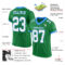 GrassGreen0007-1 Custom Grass Green White-Powder Blue Mesh Authentic Football Jersey