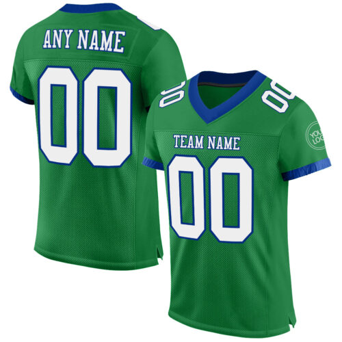 GrassGreen0008 Custom Grass Green White-Royal Mesh Authentic Football Jersey