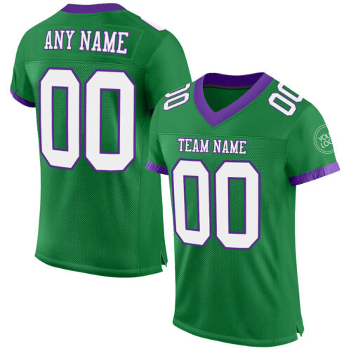 GrassGreen0011 Custom Grass Green White-Purple Mesh Authentic Football Jersey