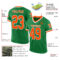 GrassGreen0033-1 Custom Grass Green Orange-White Mesh Authentic Throwback Football Jersey