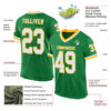 Custom Grass Green White-Gold Mesh Authentic Throwback Football Jersey