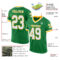 GrassGreen0034-1 Custom Grass Green White-Gold Mesh Authentic Throwback Football Jersey