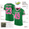 GrassGreen0035-1 Custom Grass Green Pink-White Mesh Authentic Throwback Football Jersey