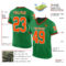 GrassGreen0038-1 Custom Grass Green Orange-Black Mesh Authentic Throwback Football Jersey