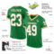 GrassGreen0045-1 Custom Grass Green White-Old Gold Mesh Authentic Throwback Football Jersey