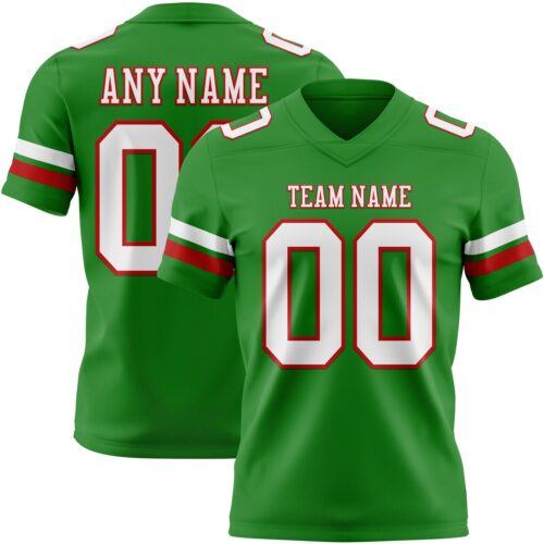 Custom Grass Green White-Red Authentic Football Jersey