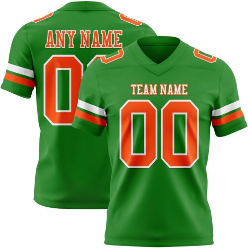 Custom Grass Green Orange-White Authentic Football Jersey