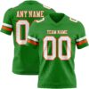 Custom Grass Green White-Orange Authentic Football Jersey