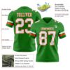 Custom Grass Green White-Orange Authentic Football Jersey