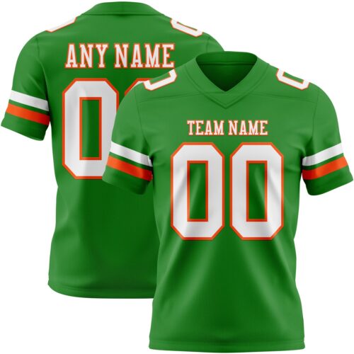 Custom Grass Green White-Orange Authentic Football Jersey