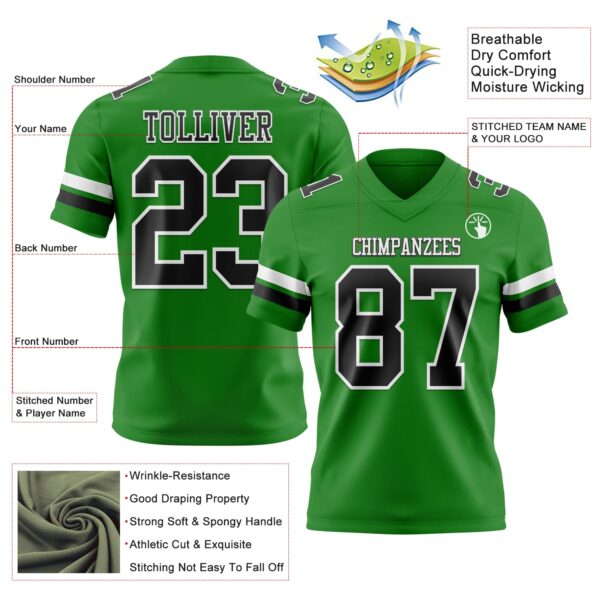 Custom Grass Green Black-White Authentic Football Jersey