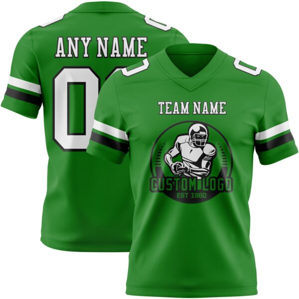 Custom Grass Green White-Black Authentic Football Jersey