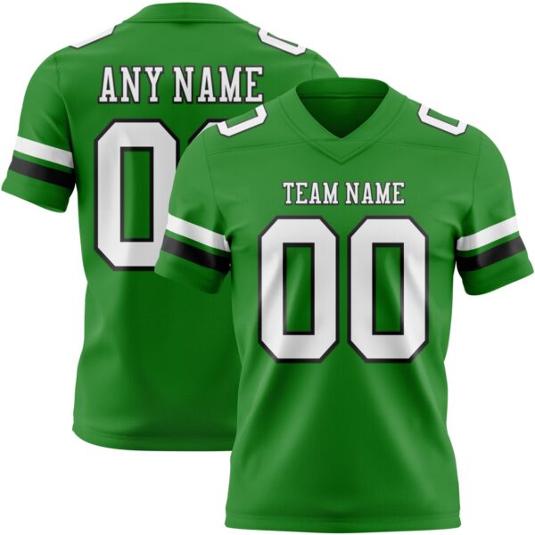 Custom Grass Green White-Black Authentic Football Jersey