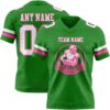 Custom Grass Green White-Pink Authentic Football Jersey