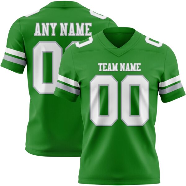 Custom Grass Green White-Gray Authentic Football Jersey