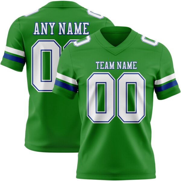 Custom Grass Green White-Royal Authentic Football Jersey