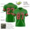 GrassGreen0085-2 Custom Grass Green Neon Pink Authentic Football Jersey