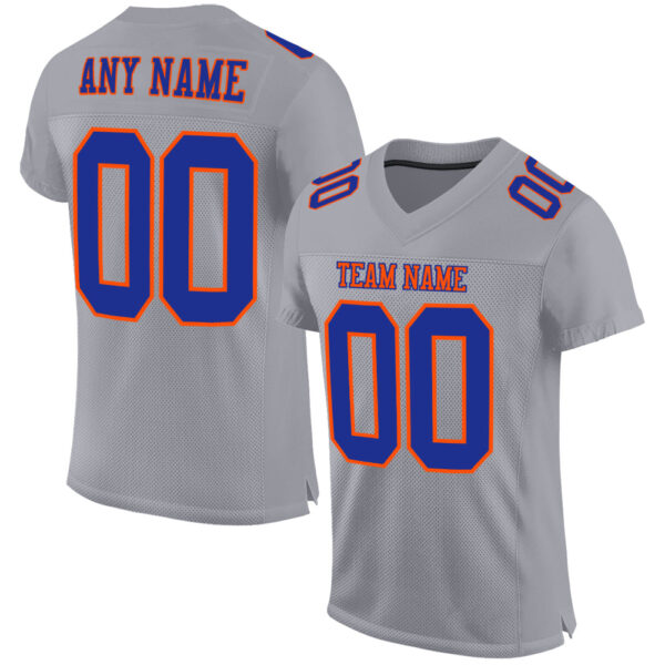 Gray0369_0d6990d2-76de-4a2d-be61-b86caa99ebae Custom Gray Royal-Orange Mesh Authentic Football Jersey