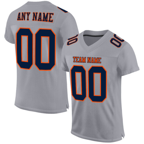 Gray0370_f23f3bfa-81ab-4512-aa12-7a41a61de12d Custom Gray Navy-Orange Mesh Authentic Football Jersey