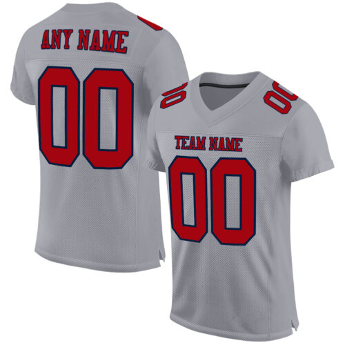 Gray0373_a0481bbf-b1b2-4da1-b1f6-1a9035c10d41 Custom Gray Red-Navy Mesh Authentic Football Jersey