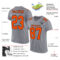 Gray0389-1 Custom Gray Orange-Black Mesh Authentic Football Jersey