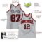 Custom Gray Black Pinstripe Black-Red Authentic Basketball Jersey