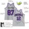 Custom Gray Black Pinstripe Purple Authentic Basketball Jersey