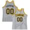 Custom Gray Black Pinstripe Black-Gold Authentic Basketball Jersey