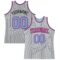 Custom Gray Black Pinstripe Light Blue-Pink Authentic Basketball Jersey