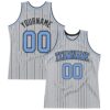 Custom Gray Black Pinstripe Light Blue Authentic Basketball Jersey
