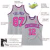 Custom Gray Black Pinstripe Pink-Purple Authentic Basketball Jersey