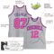 Custom Gray Black Pinstripe Pink-Purple Authentic Basketball Jersey