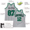 Custom Gray Black Pinstripe Kelly Green Authentic Basketball Jersey