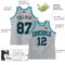 Custom Gray Black Pinstripe Black-Teal Authentic Basketball Jersey