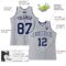 Custom Gray Navy Pinstripe Navy-White Authentic Basketball Jersey