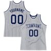 Custom Gray Navy Pinstripe Navy-White Authentic Basketball Jersey