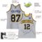 Custom Gray Navy Pinstripe Navy-Gold Authentic Basketball Jersey
