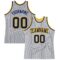 Custom Gray Navy Pinstripe Navy-Gold Authentic Basketball Jersey