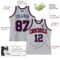 Custom Gray Navy Pinstripe Navy-Red Authentic Basketball Jersey