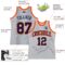 Custom Gray Navy Pinstripe Navy-Orange Authentic Basketball Jersey